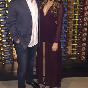 Lulus Maroon Romper w/ Sheer skirt